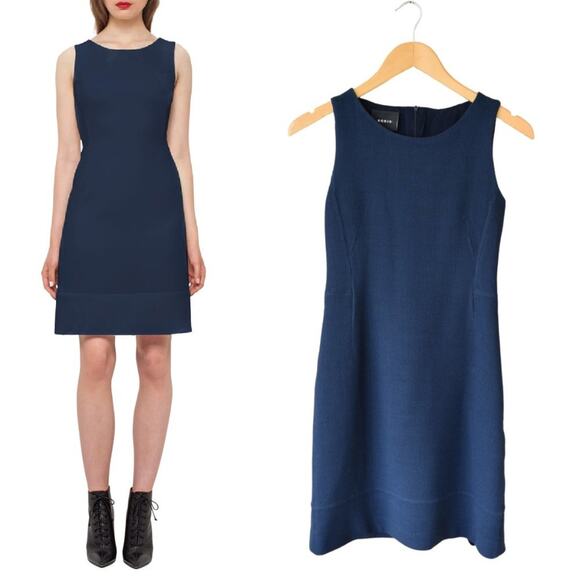 AKRIS Blue Wool Crepe Fitted Sleeveless Sheath Dress XS - Picture 1 of 11